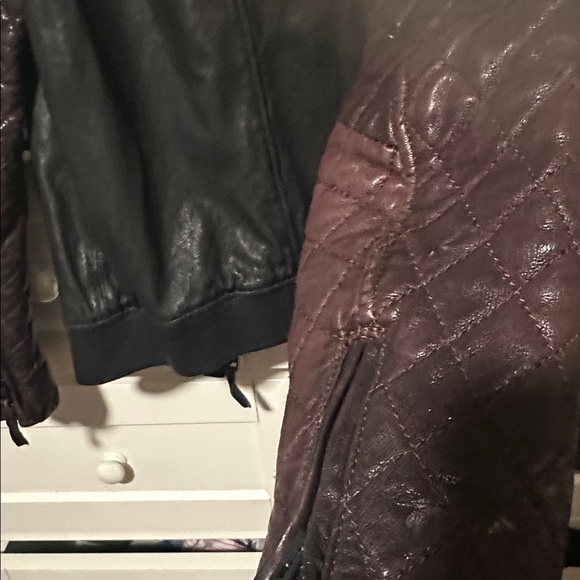 All Saints Black and Burgundy Leather Jacket - Picture 5 of 6